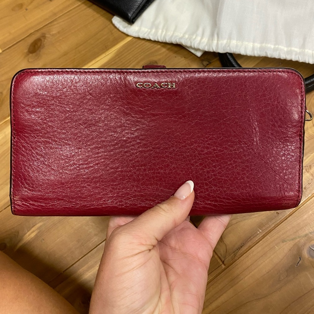 Maroon Leather Coach Wallet